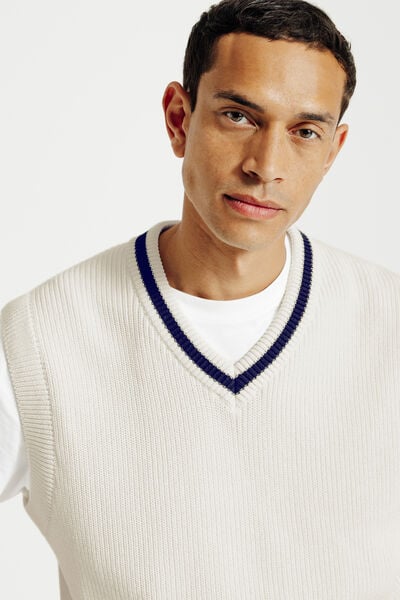 Pull col v sans manches relax