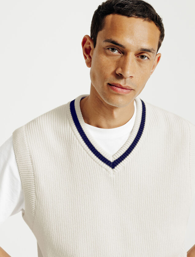 Trui met V-hals zonder mouwen