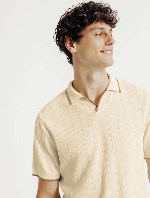 Polo en maille col resort jeux de points fantaisie