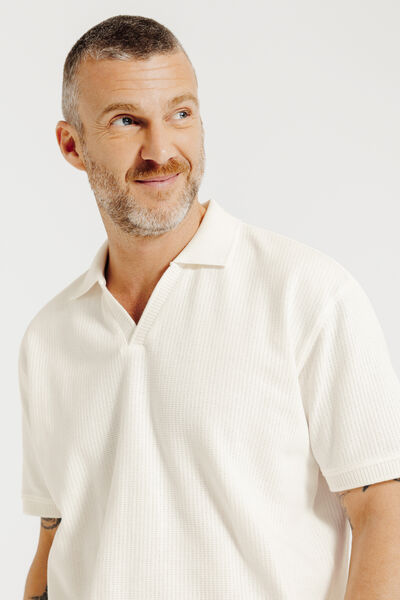 Polo manches courtes col resort en c&ocirc;te