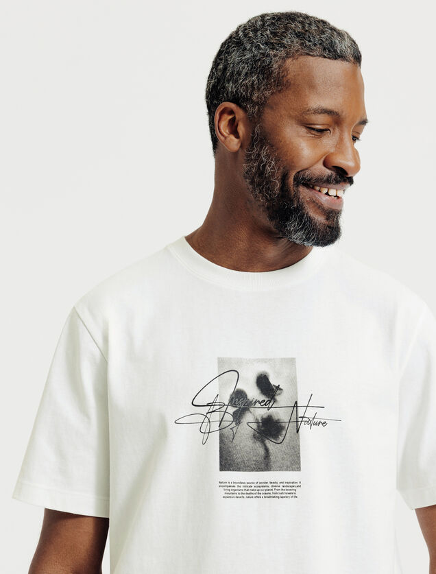T-shirt met gebloemde print voor- en achteraan