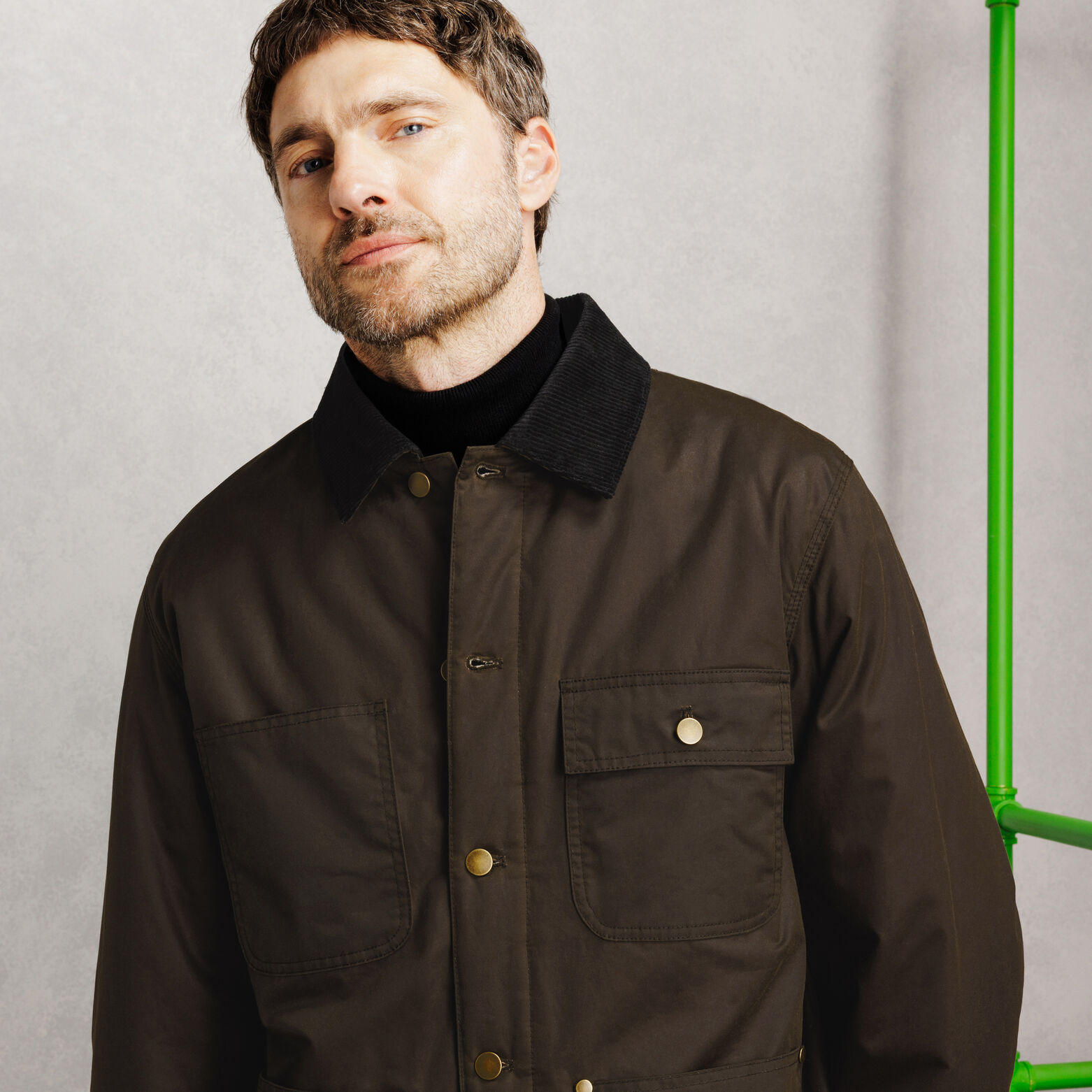 Blouson col chemise en velours coton wax&eacute;