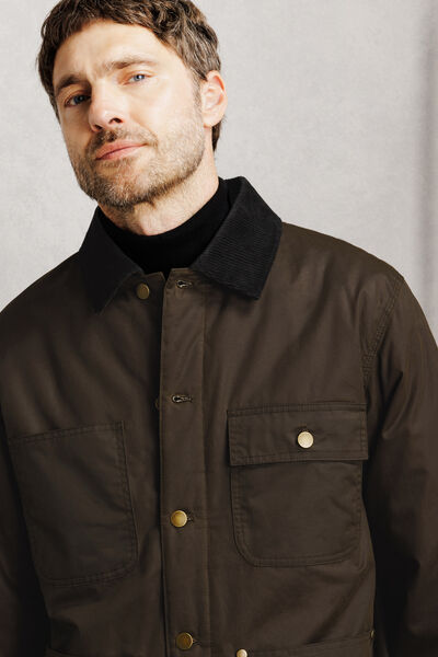 Blouson col chemise en velours coton wax&eacute;