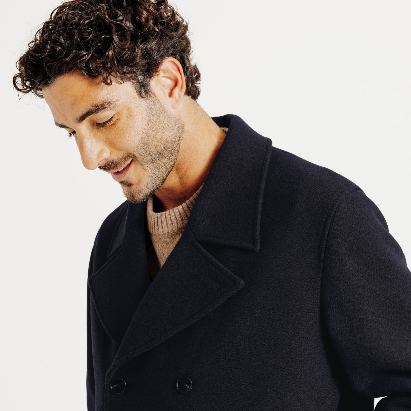 Korte mantel gekruiste knoopsluiting