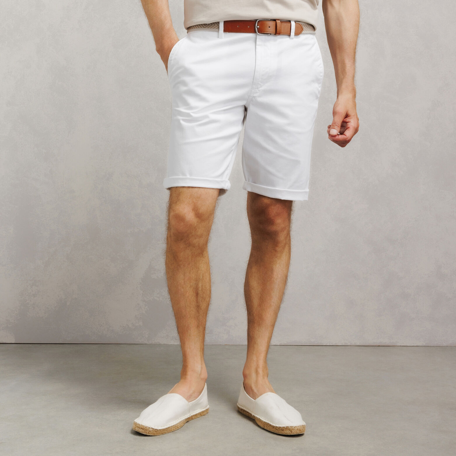 Bermuda chino slim &agrave; ceinture uni