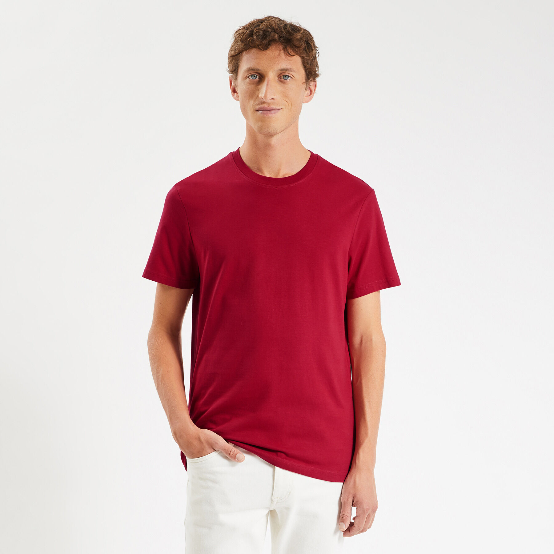 Tee shirt basique uni Rouge Moyen Jules
