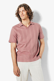 Polo manches courtes col resort à lignes