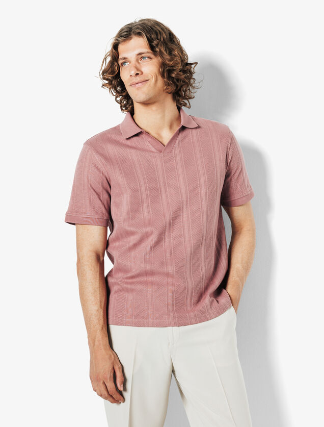 Polo manches courtes col resort à lignes