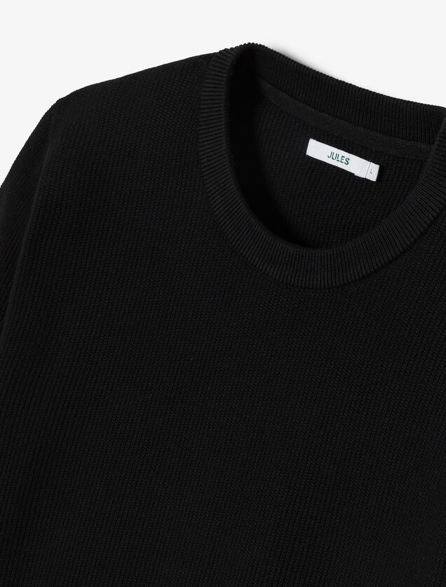 Pull col rond jeux de points fantaisie