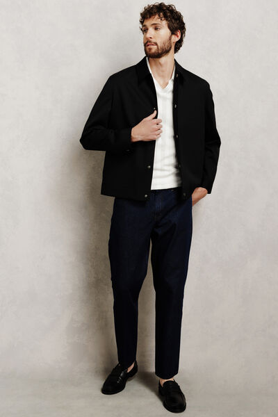 Polo manches courtes col resort textur&eacute;