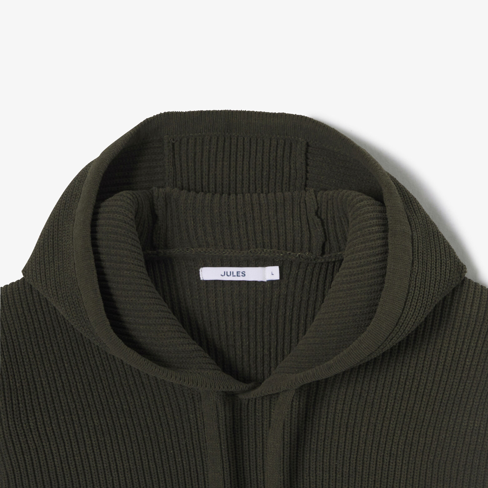 Trui met kap en dubbele kraag