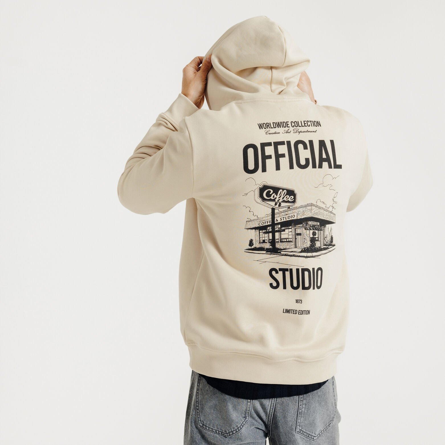 Sweat &agrave; capuche zipp&eacute; imprim&eacute;