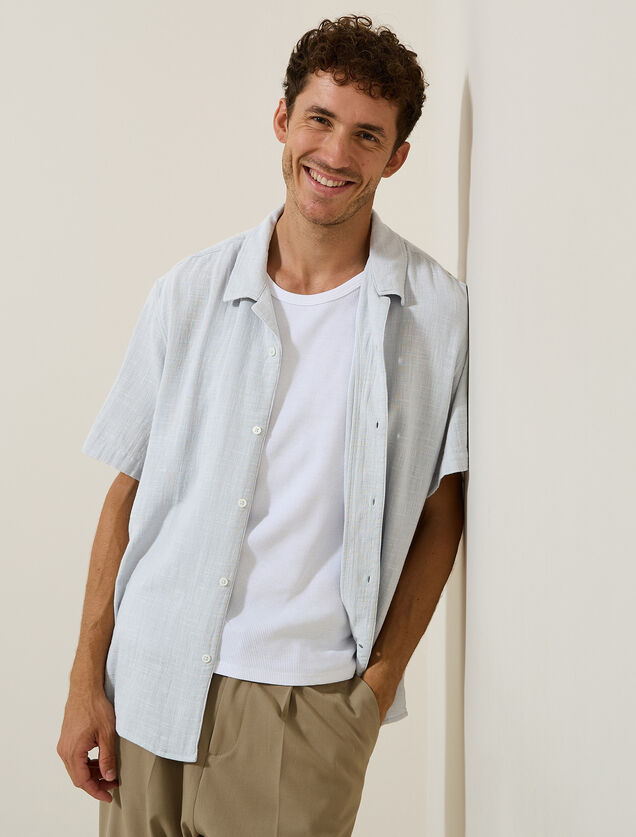 Chemisette en gaze de coton textur&eacute;e