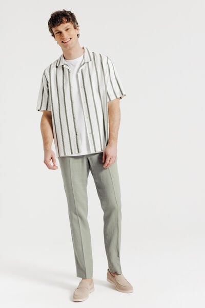 Pantalon chino straight 100% lin