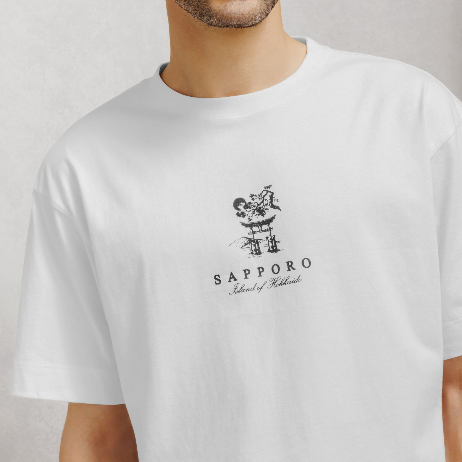 T-shirt met print voor en achter Japan 