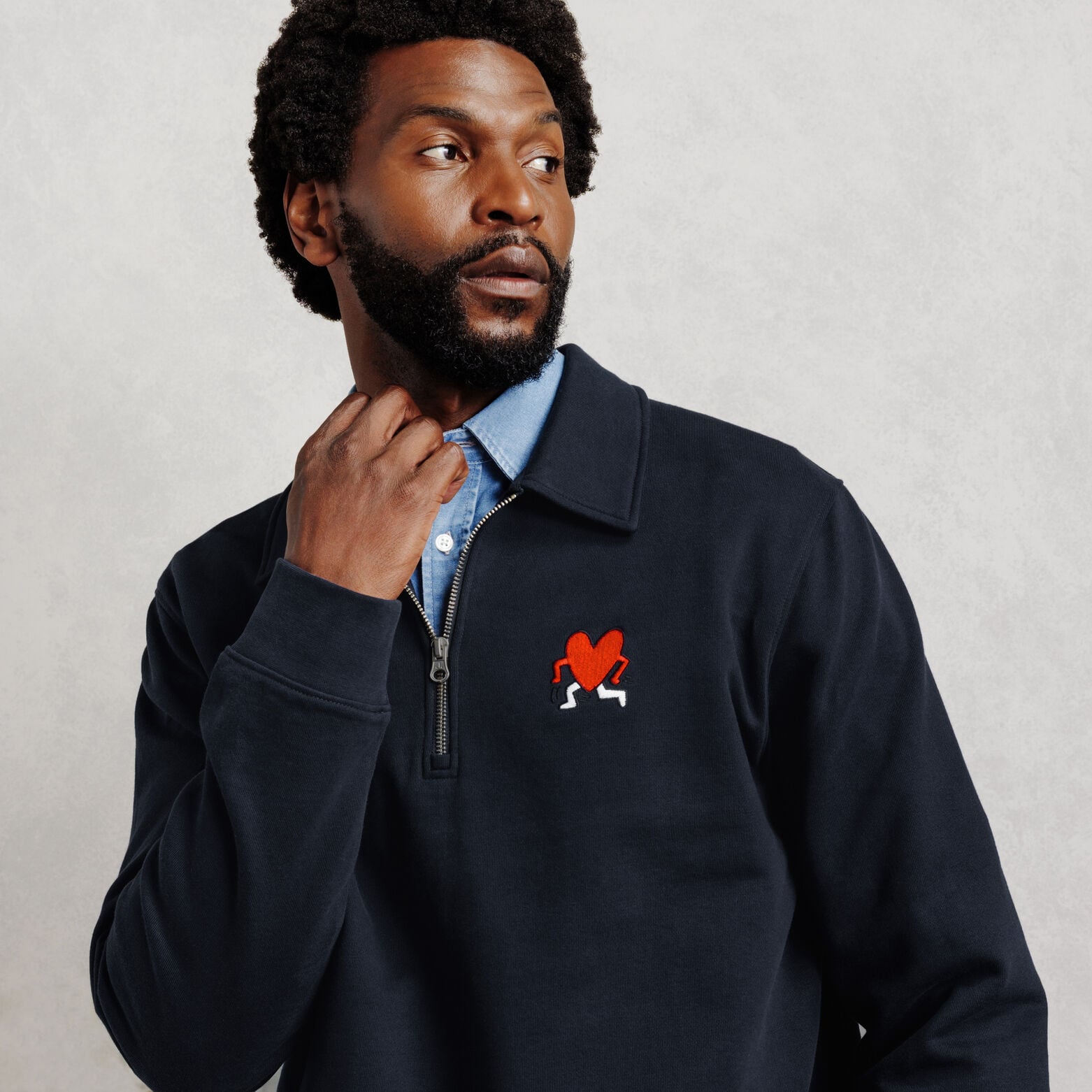 Sweater met ritskraag licentie Keith Haring