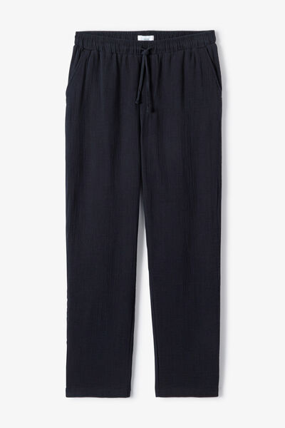 Pantalon tapered en gaze de coton