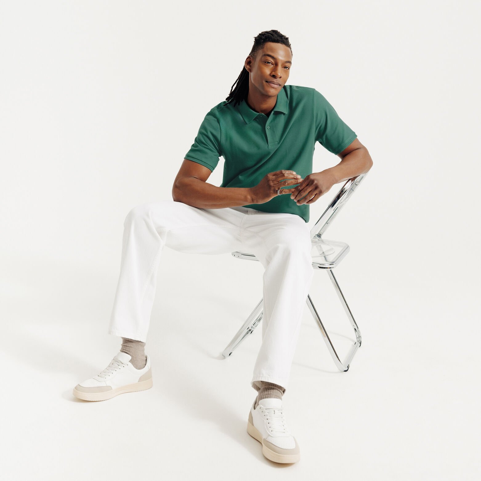 Effen polo in piqu&eacute;katoen met korte mouwen