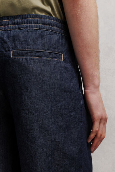 Short en jean taille &eacute;lastiqu&eacute;e