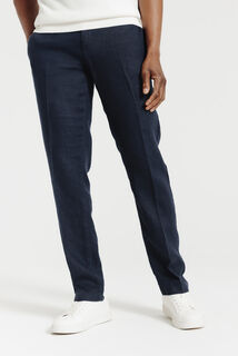 Straight fit chinobroek in 100% linnen