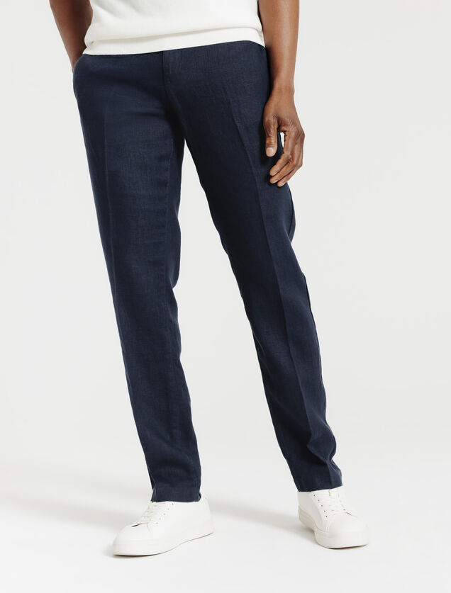 Straight fit chinobroek in 100% linnen