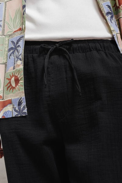 Pantalon tapered en gaze de coton