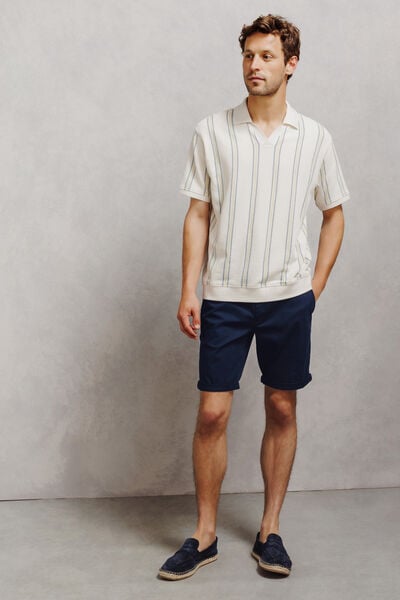 Effen slim chinobermuda met riem