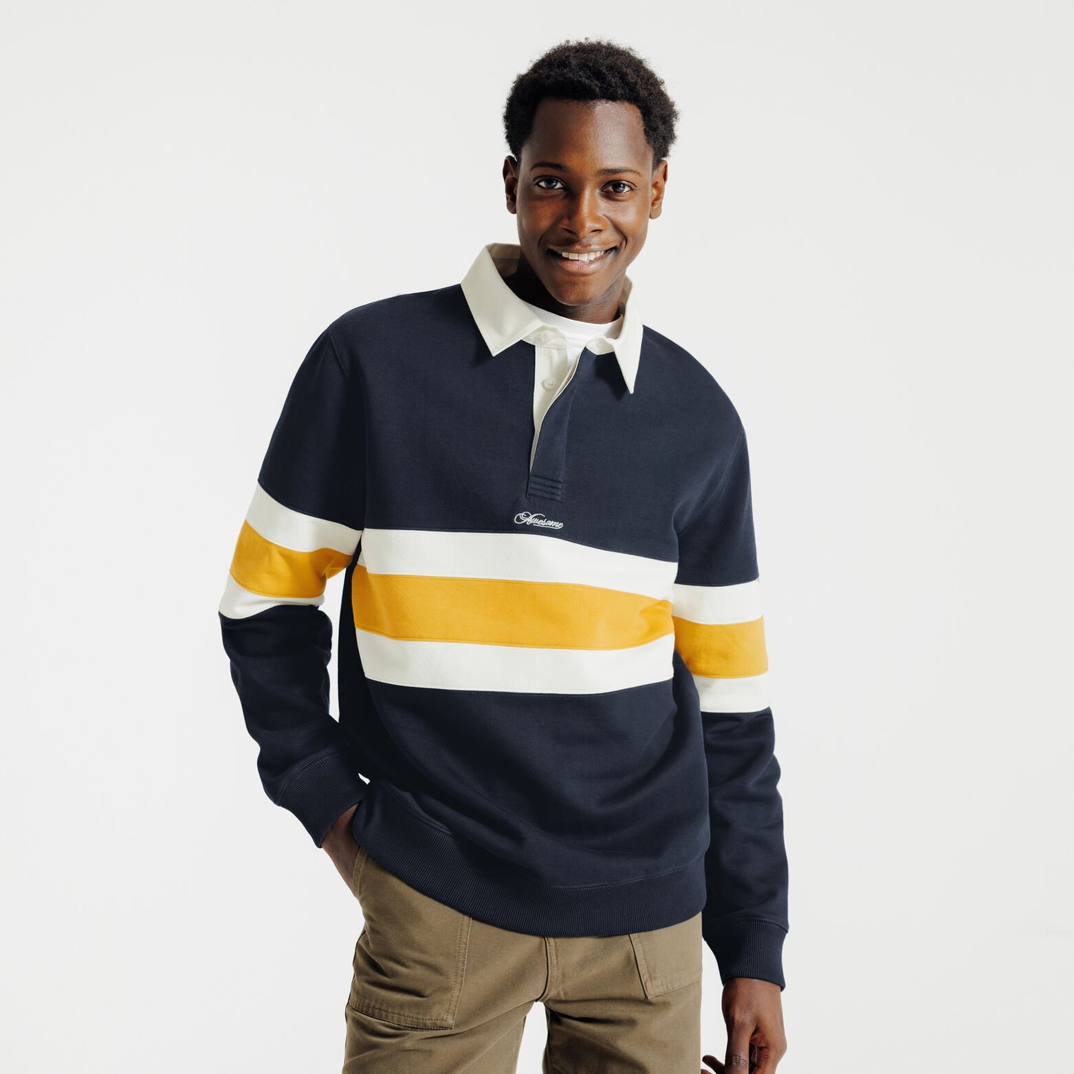 Sweater polokraag in fantasiestof