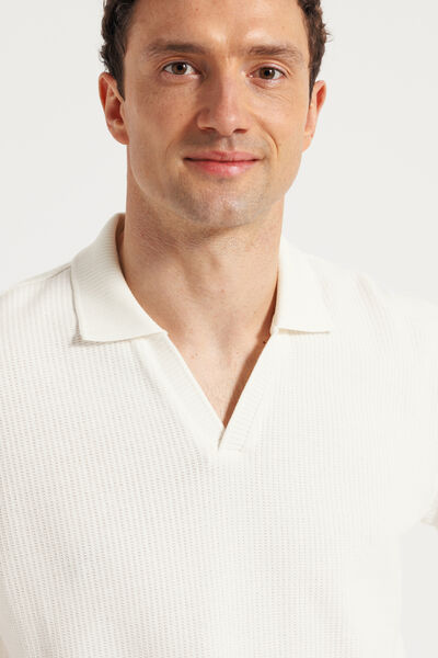 Polo manches courtes col resort en c&ocirc;te