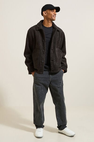 Blouson en sherpa col chemise