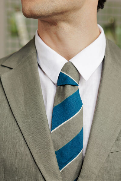 Veste de costume confort motif chevron 100% lin