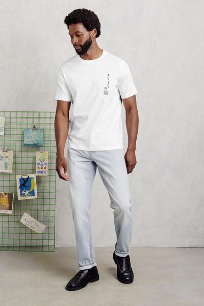 T-shirt met print voor en achter licentie Hokusai