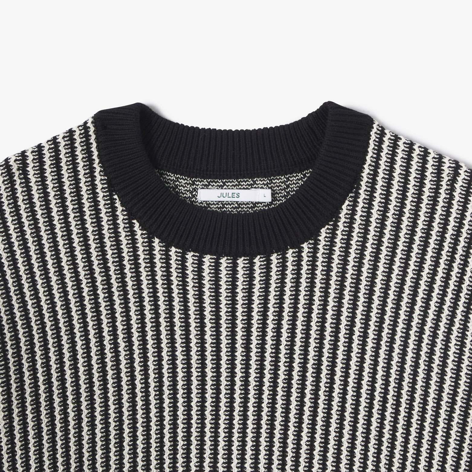 Pull col rond jacquard ray&eacute;