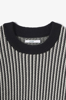 Trui ronde hals in gestreept jacquard