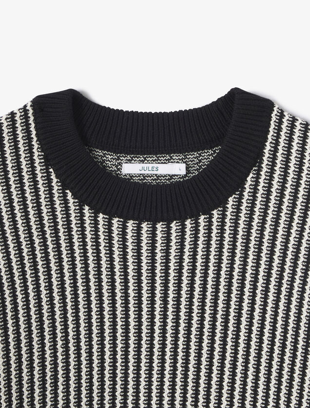 Trui ronde hals in gestreept jacquard