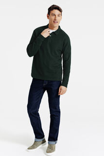 Effen polo in piqu&eacute;katoen, met lange mouwen