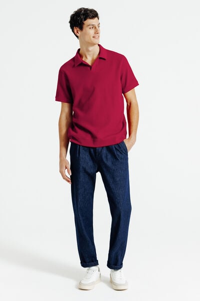 Polo manches courtes textur&eacute; col resort