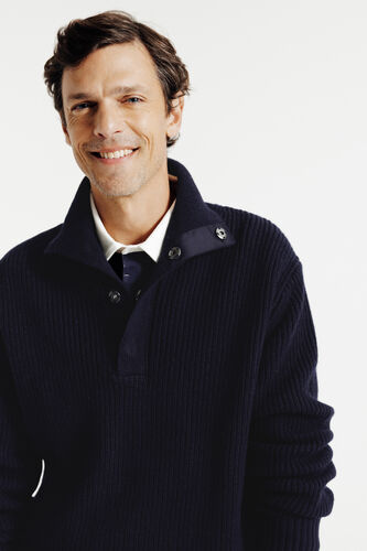 Trui truckerskraag in lambswool