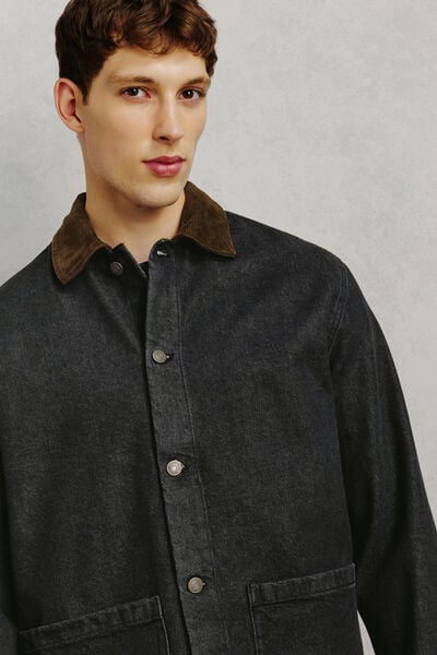Veste en jean 100% coton col chemise en velours