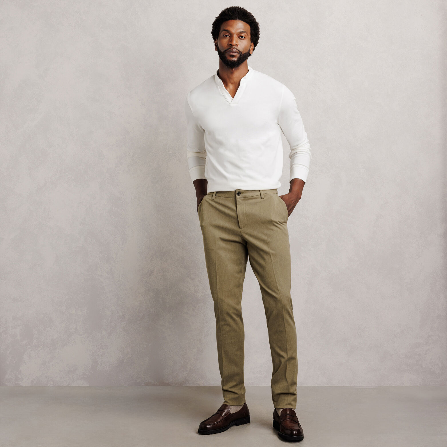 Pantalon chino slim en flanelle