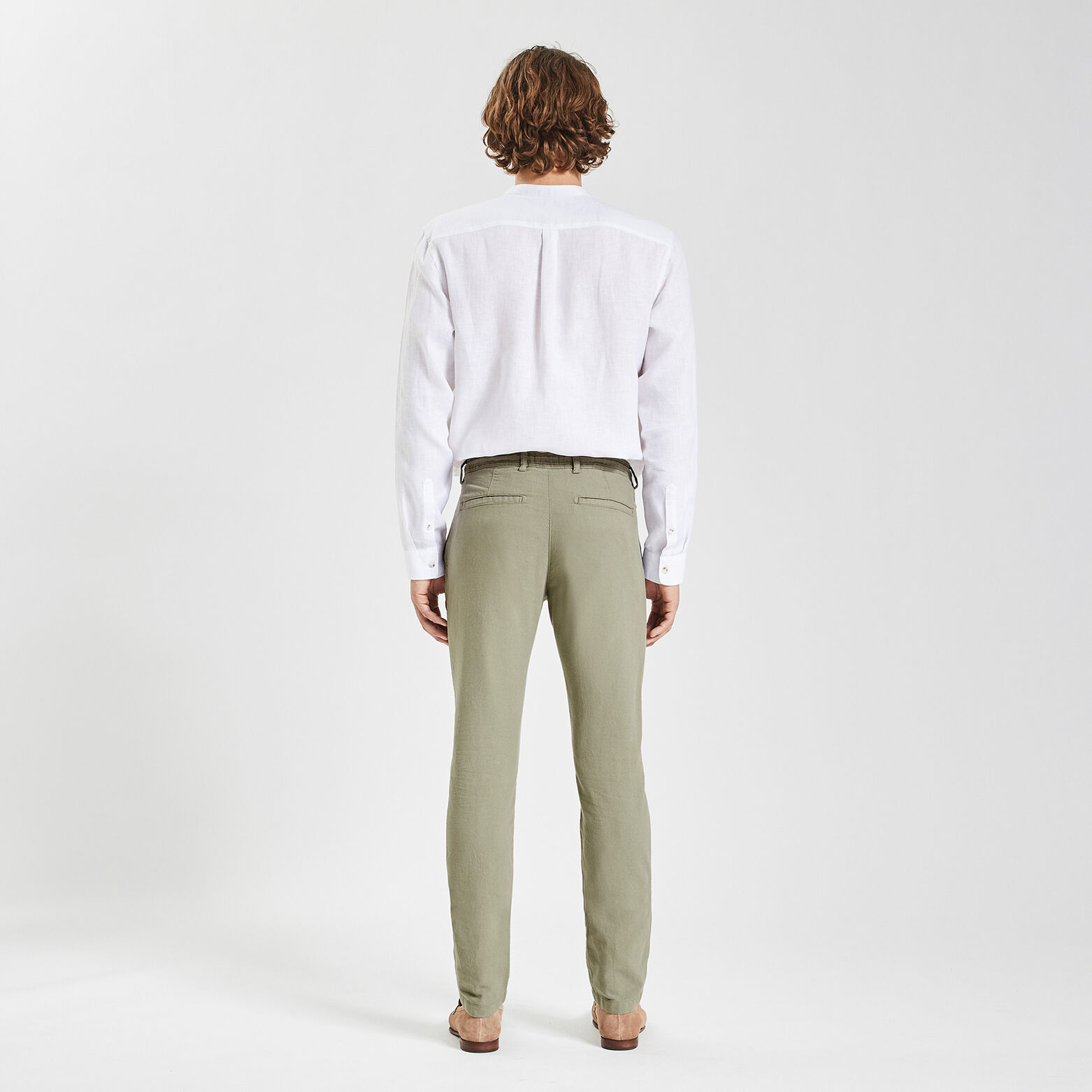 Pantalon taille élastiquée en coton lin