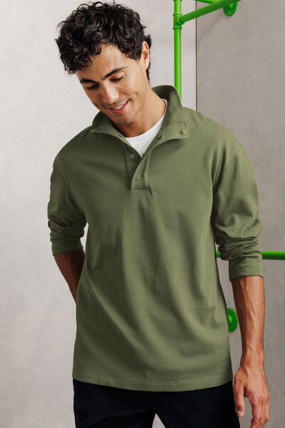 Tee shirt manches longues col montant pressionn&eacute;