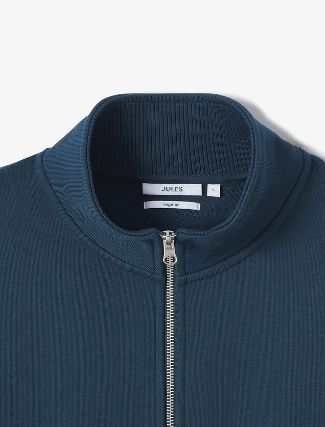 Effen heavy weight sweater opstaande kraag met rit