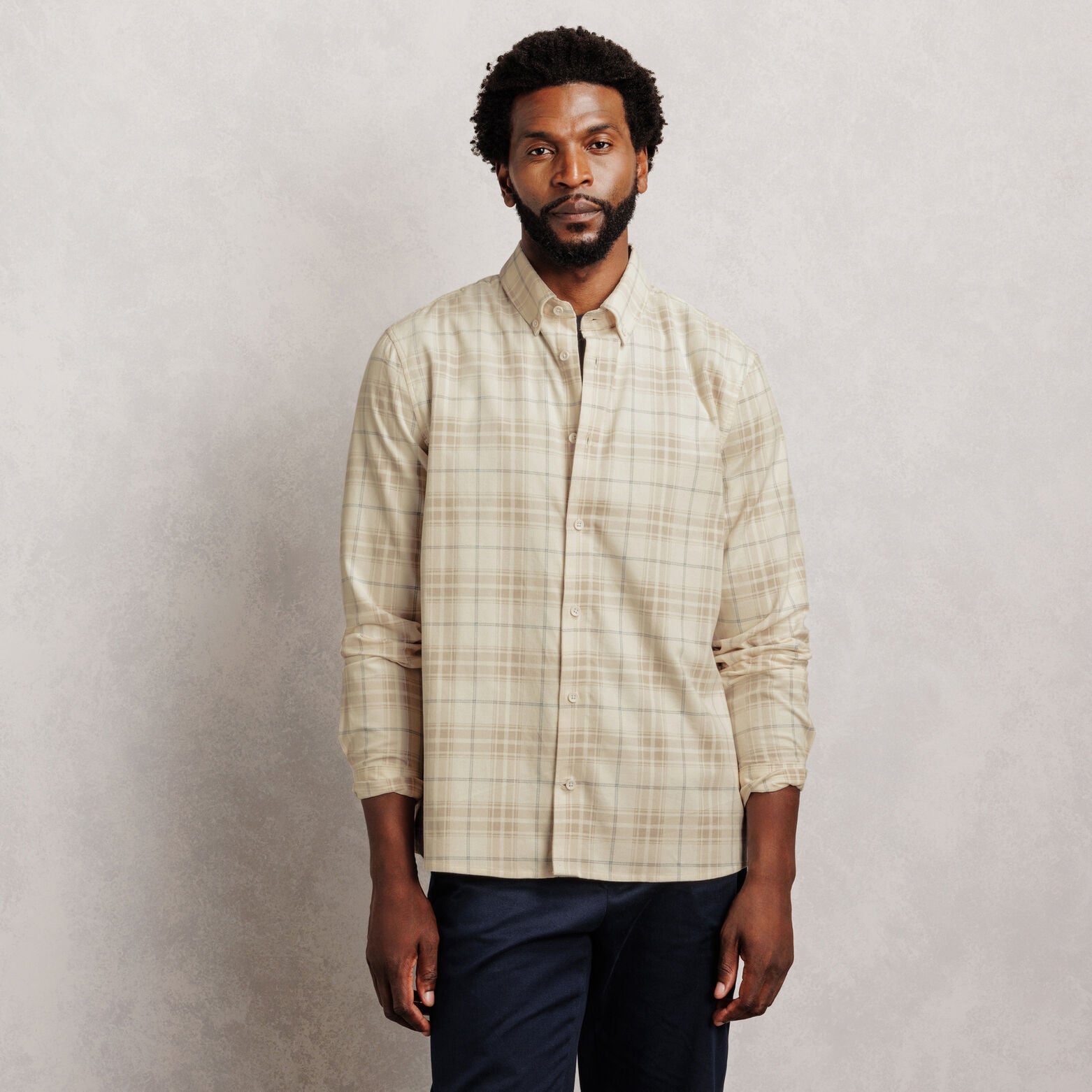 Chemise regular &agrave; carreaux en velours