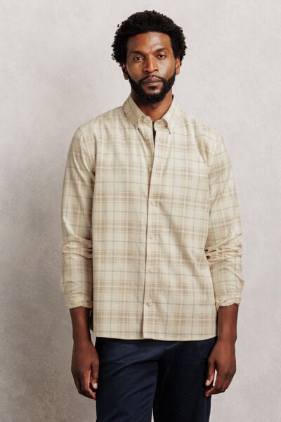 Chemise regular &agrave; carreaux en velours