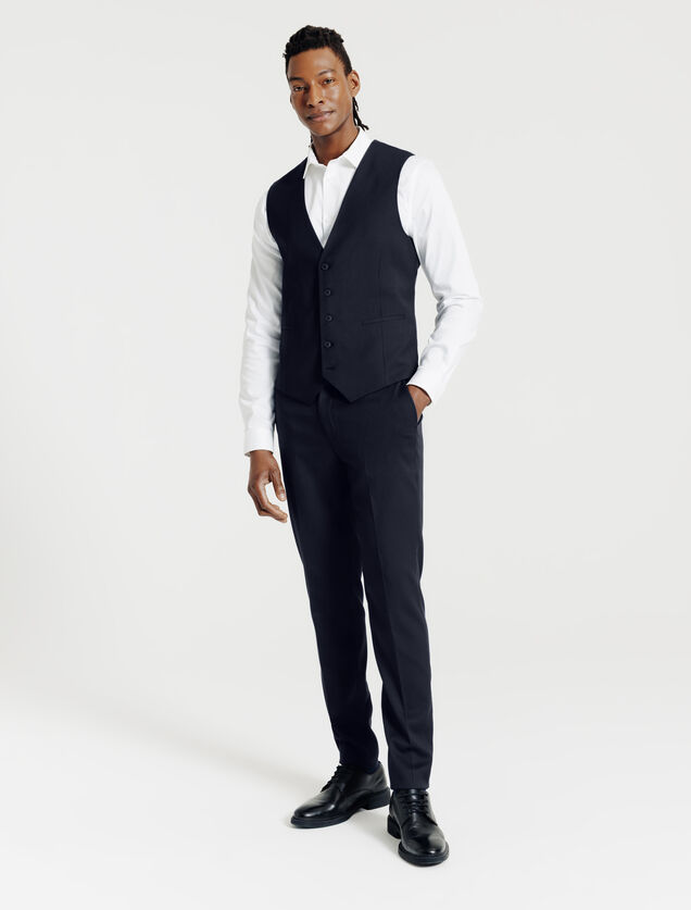 Slim fit kostuumgilet in bi-stretchstof