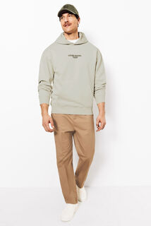 Relaxed fit sweater met kap, print op voor-en acht