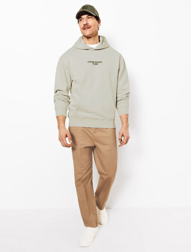 Relaxed fit sweater met kap, print op voor-en acht