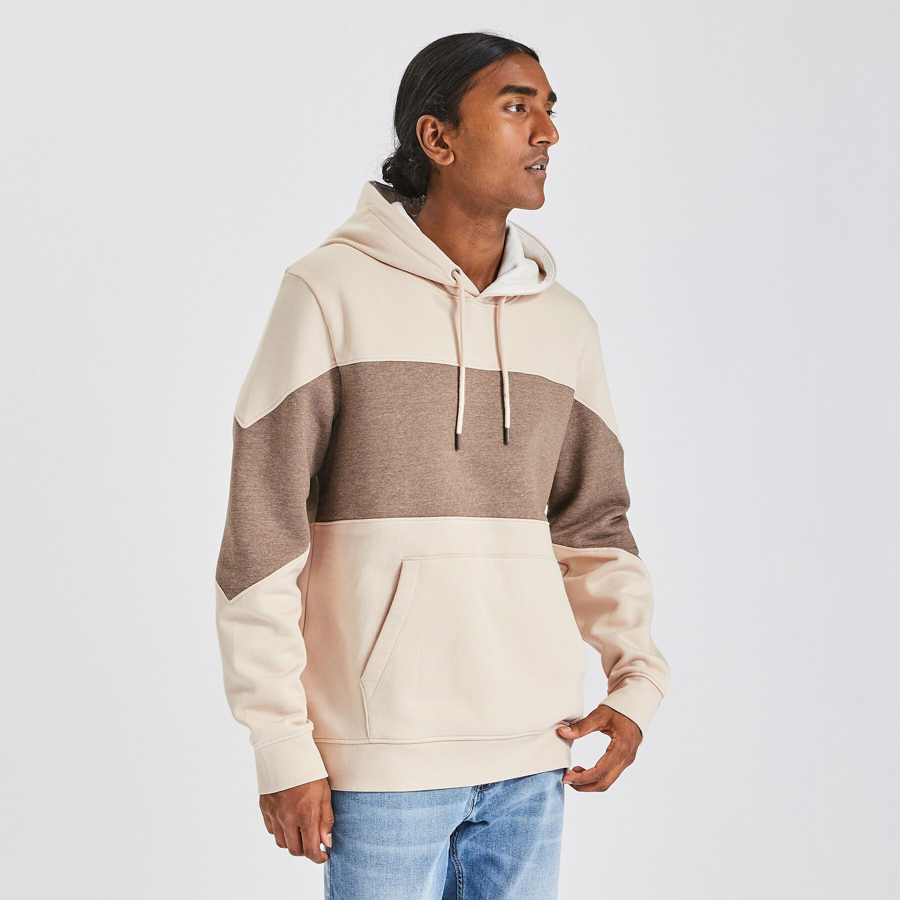 Sweat à capuche colorblock Beige | Jules