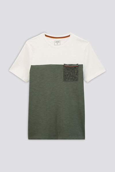 Colorblock T-shirt met print op de zak